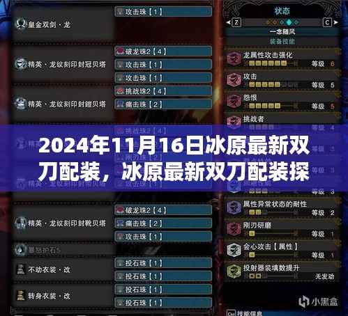 冰原最新双刀配装探讨,观点论述与解析(2024年11月16日)