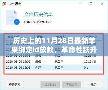 革命性跃升,最新苹果绑定ID放款技术重塑智能生活新纪元,11月28日历史里程碑事件回顾