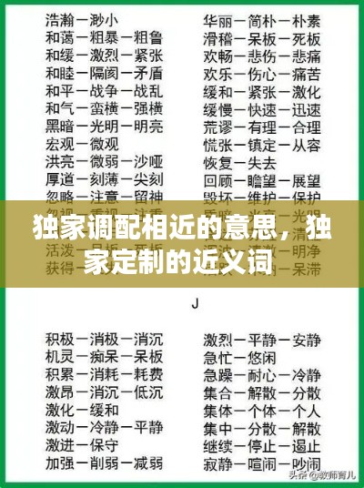 独家调配相近的意思,独家定制的近义词