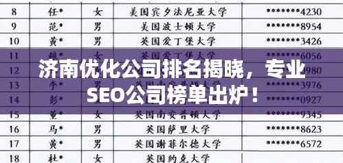 济南优化公司排名揭晓,专业SEO公司榜单出炉!