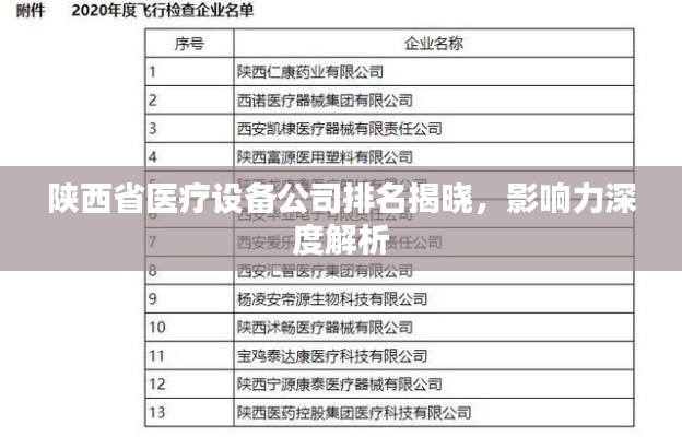 陕西省医疗设备公司排名揭晓,影响力深度解析